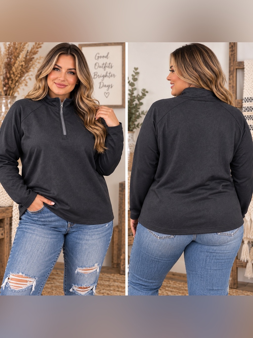 Women's Black Half-Zip Varsity Jacket - Unbranded
